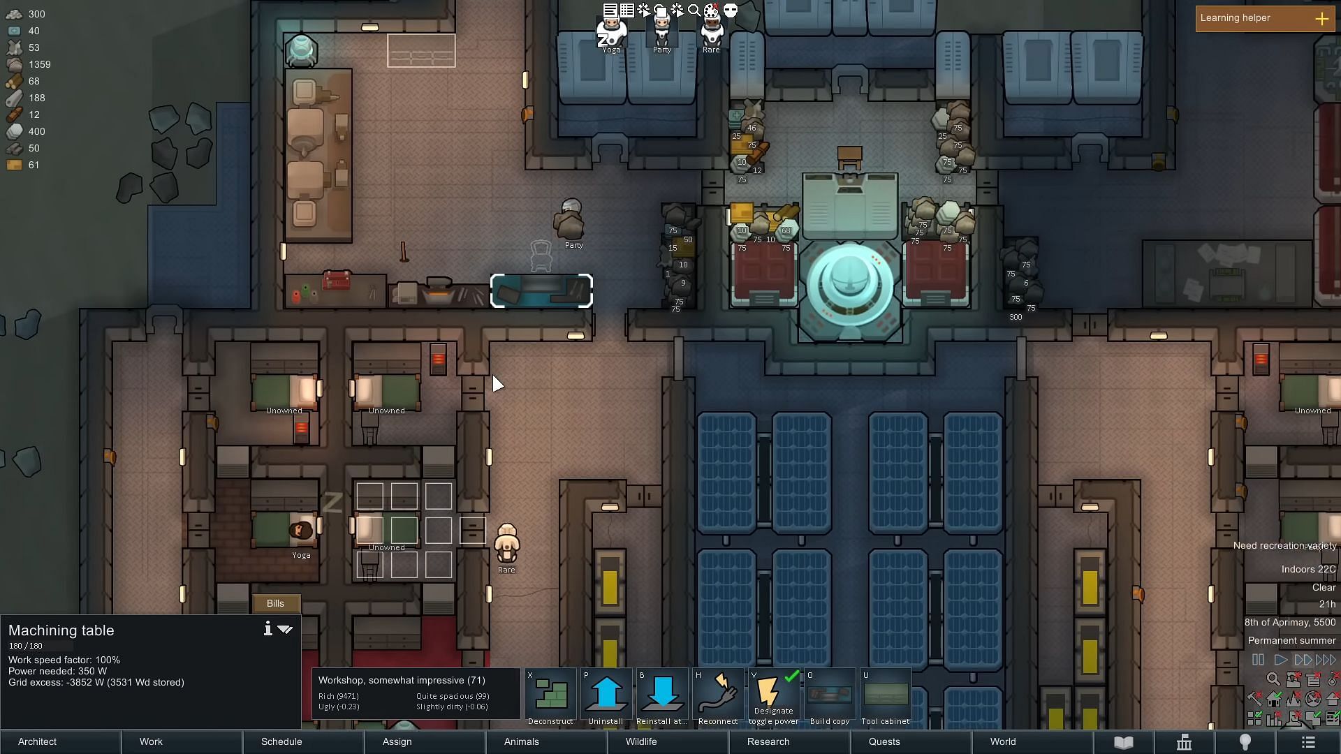 Machining table in RimWorld (Image via Ludeon Studios//YoTube @Ic0n Gaming)